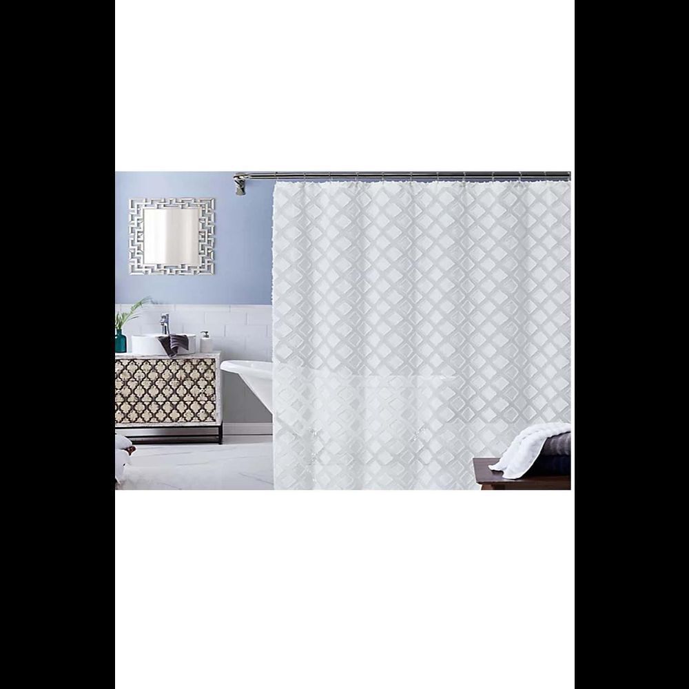 Dainty Home Katie Fabric Shower Curtain, 70"W x 72"L White